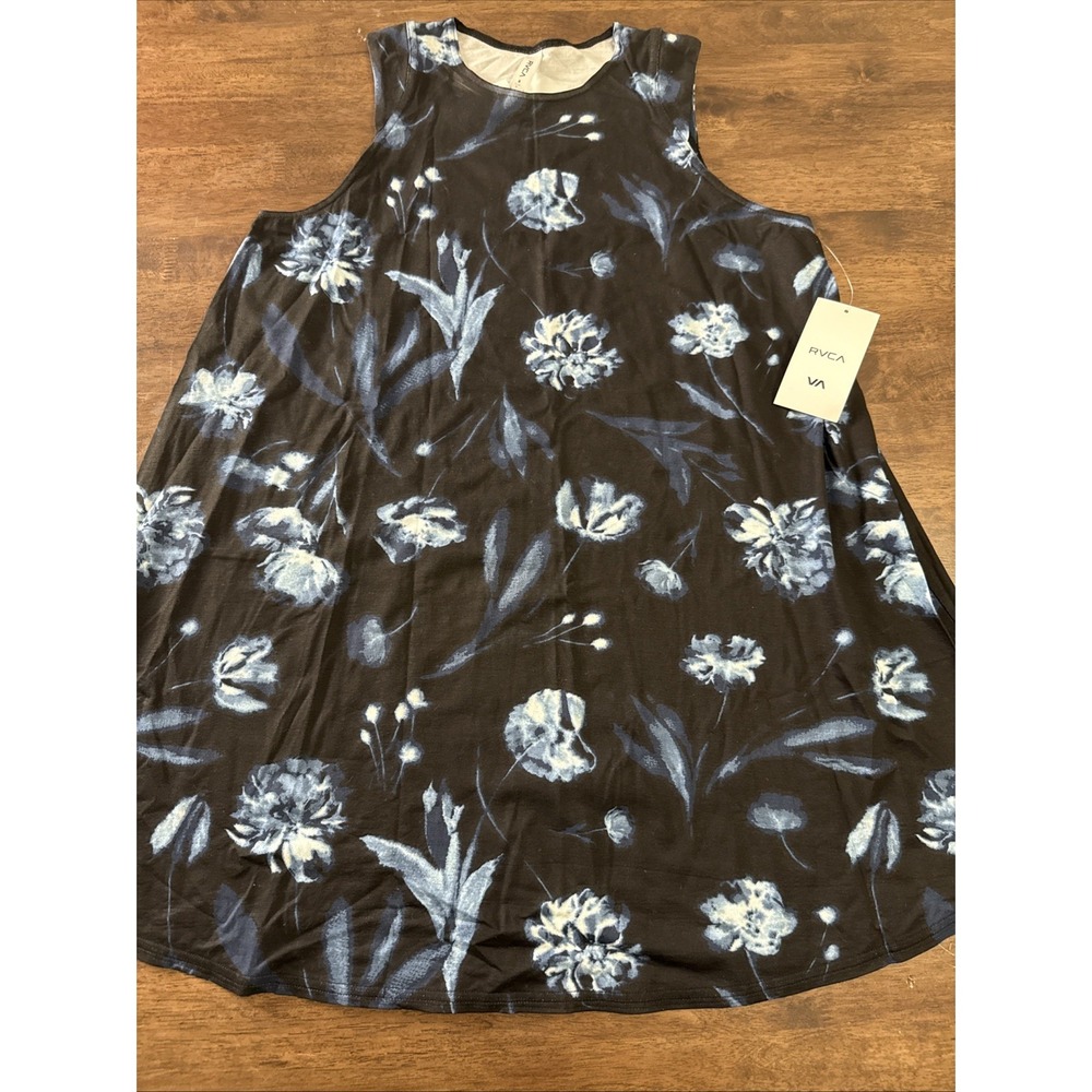 RVCA Womens Navy‎ Blue Floral Sleeveless/Cap Sleeve Dress Stretch NWT NEW